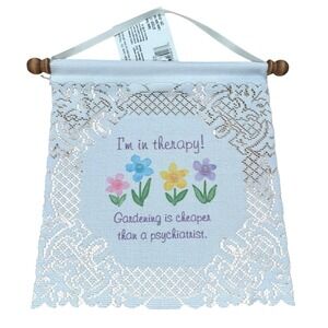 Heritage Lace Garden Therapy Wall Hanging Banner Off-White Floral AT02W-GTH NEW